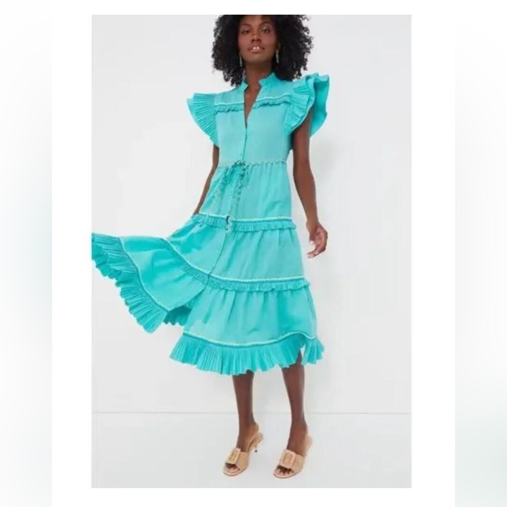 CeliaB Vibrant Blue Ruffle Midi Dress